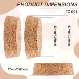 BENECREAT 12 Pcs Cork Bottle Stoppers, Cork Plug, Replacement Corks for Wines, Decorative Bottles, Jars, Arts, DIY Crafts, 57mm in Diameter