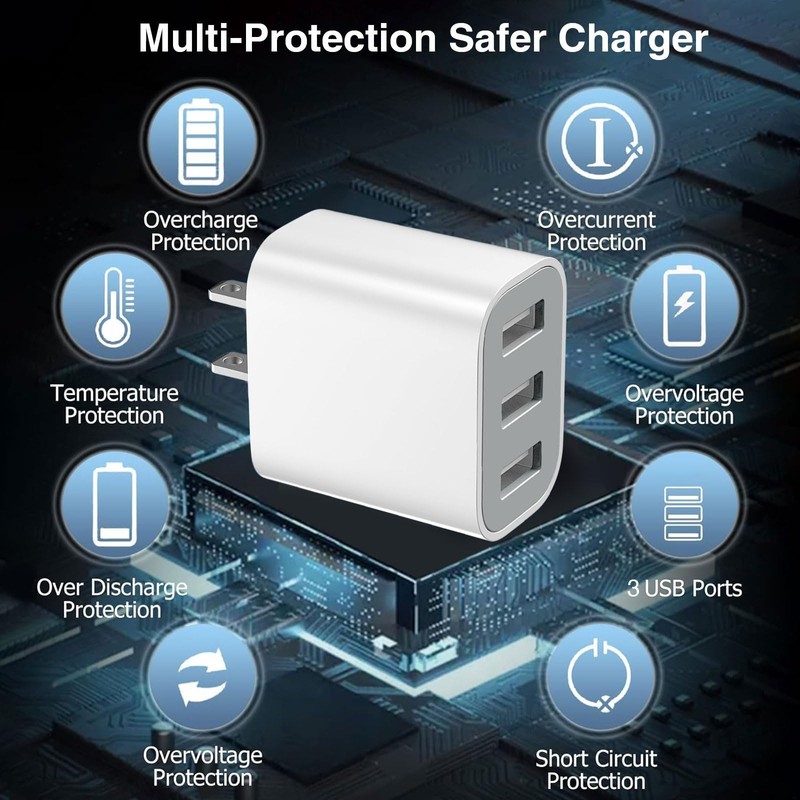 2 Pack USB Wall Charger, 2.4A Dual USB Port Cube