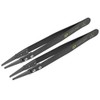 sourcing map ESD Precision Anti-Static Tweezers, Stainless Steel Flat Tip