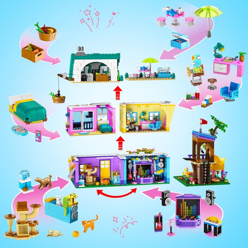HOGOKIDS Girl Friends Family House Building Toy with Light for