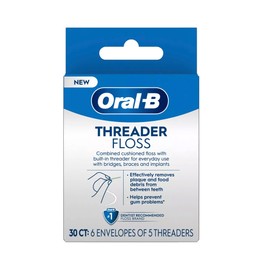 Oral-B Oral-B Threader Floss 30 Count: 6 Envelopes of 5 Threaders (Pack of 5)