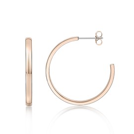 Limerencia Hypoallergenic G23 Pure Titanium Big Post Thin Square Edge Open Hoop | F136 Implant Grade Womens Dainty Hoop Earrings | Lightweight for Sensitive Ears (30 millimeters, Rose Gold)