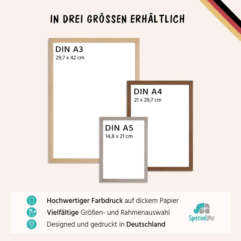 SpecialMe® Kinder-Poster Einschulung personalisiert mit Name | ABC Zahlen Buchstaben