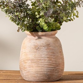 Jarrón de Flores de Cerámica Rústico, Jarrones de Cerámica Neutrales de Granja para Decoración del Hogar, Jarrón Decorativo de Pampas de Terracota de 19 cm para Mesa, Entrada, Mantel, Estantería