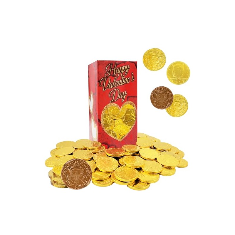 Fruidles Valentine's Day Chocolate Gold Coins, Valentines Candy, Gold Coins