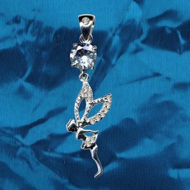 51046 Fairy Pendant Real Silver 925 with Zirconia / Art Nouveau Design / Stone Colour: Clear White, Sterling silver 925, zirconia stones, Zirconia crystal rhinestone