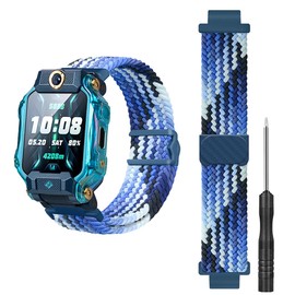 GIOPUEY Strap Compatible with imoo Watch Phone Z7/Z6, Braided Nylon Strap [Unisex] Elastic Replacement Strap - Blue-A