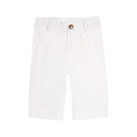 LittleSpring Little Boy Shorts Size 7 Chino Shorts for Boys White Shorts School Uniform Shorts Twill Flat Front Solid