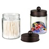 SheeChung Qtip Dispenser Holder 2pcs, Glass Apothecary Jars with Stainless