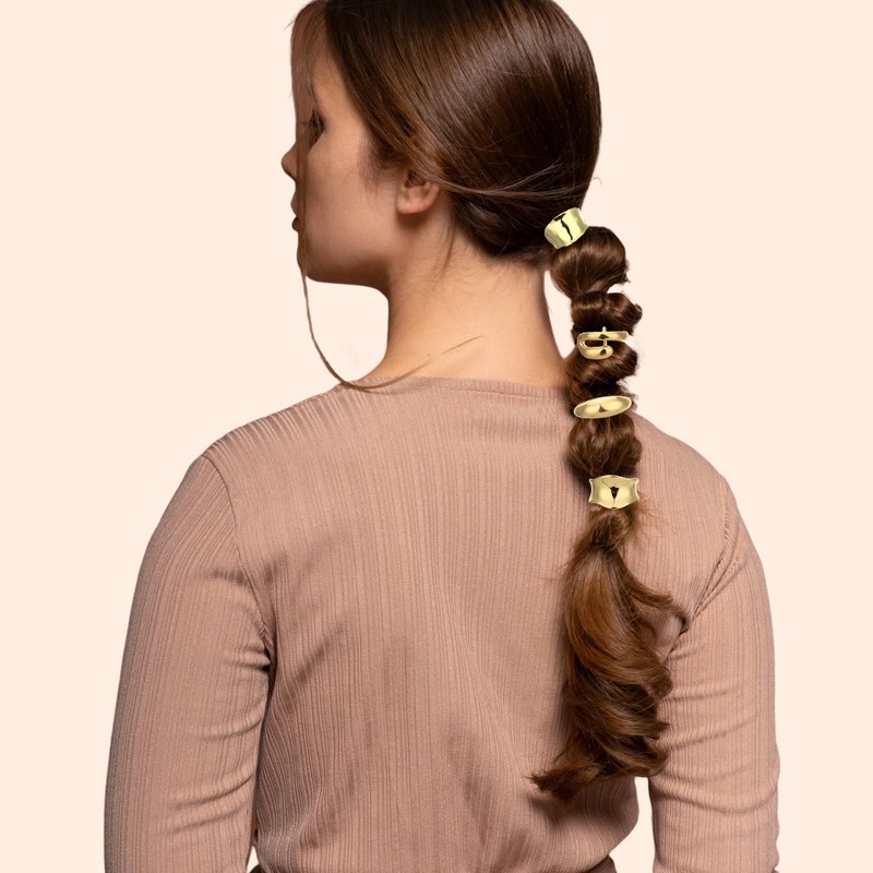 4 PCS Gold Hair Cuffs, Gold Ponytail Clip, Gold Ponytail