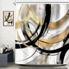 Riyidecor Black Gold Abstract Shower Curtain 72Wx72H Inch Modern Graffiti