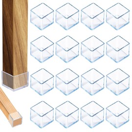 OIXEYA Pack of 16 Protective Caps for Chair Legs, Chair Leg Caps, Transparent Protection for Chair Legs, Chair Leg Caps for Hardwood Floors (25 x 25 mm)