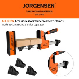 Jorgensen Cabinet Master 2-in-1 Glue Separator & Clamp Stand (3PK), Fits All Jorgensen Parallel Bar Clamps, Woodworking Tool, Rear Stopper, Keeps Rails Clean, Snap-On Design, Lightweight
