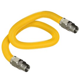 HIGHCRAFT Gas Line Hose 5/8'' O.D. x 18'' Length with 3/4 in. MIP Fitting, Yellow Coated Stainless Steel Flexible Connector