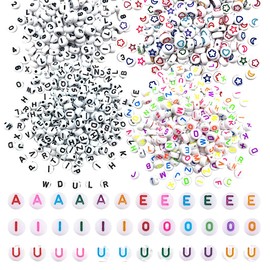 Pack of 400 A-Z Letter Beads, Alphabet Beads for Bracelets, Numbers Pattern Beads for Jewellery Making, DIY Bracelets, Necklaces, Key Chains, Bracelets