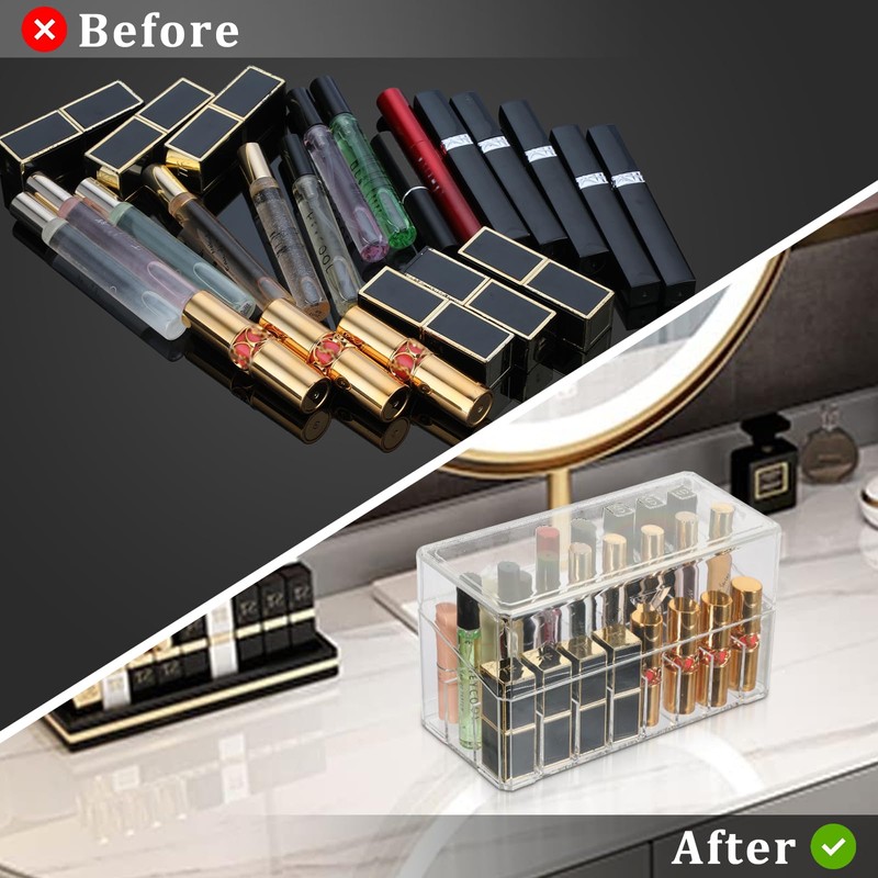 ELLDOO Rollerball Perfume Organizer, 24 Spaces Clear Acrylic Perfume Storage