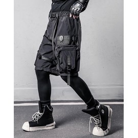Niepce Inc Japanese Streetwear Techwear Cargo Shorts for Men (Black-s509, 3X-Large)
