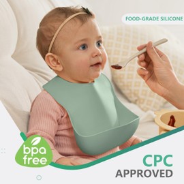 Cuddle Campus Set of 3 Silicone Bibs for Babies & Toddlers,Soft Adjustable Bibs with Pocket Food Catcher for Baby Girl,Boy(Set 6)