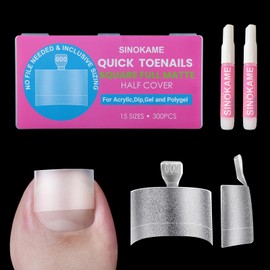 Square Toe Nail Tips Half Cover, SINOKAME Gel Toe Nails Tips for Wider Big Normal Skinny Toenail Beds Inclusive 15 Sizes 000-12,No File Matte Fake Toenails for Acrylic Gel Dip Polygel Nail Extension