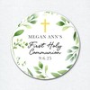 First Holy Communion Stickers, Custom Baptism or Christening Labels, Greenery