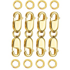 Kcctoo Double Lobster Claw Clasp with Closed Jump Rings 14K Gold Necklace Clasps and Closures Bracelet Extender for DIY Jewelry, Made in Italy