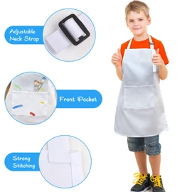 Sinland Kids Apron Children's Chef Apron for Cooking Baking Painting 2 Pack (White, S)