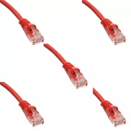 Kamrock Lights LLC Pack of 5 Cables Snagless 1 Foot Cat5e Red Network Ethernet Patch Cable
