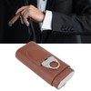 3 Finger Cigar Case Leather Cedarwood Lining Travel Portable Cigar