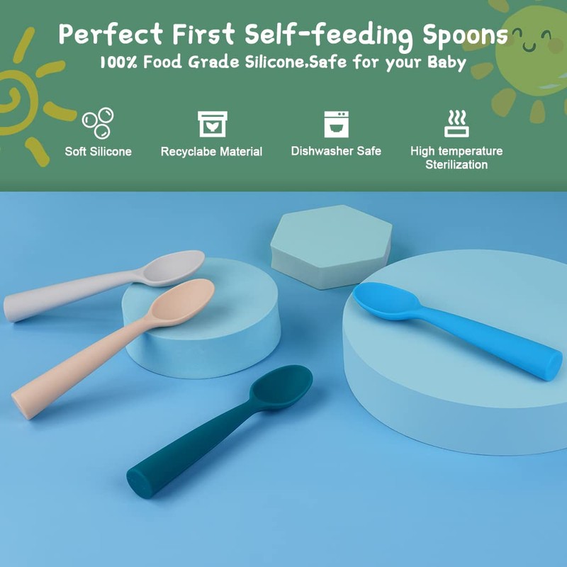 Vicloon Silicone Baby Feeding Spoons - 7 PCS First Stage