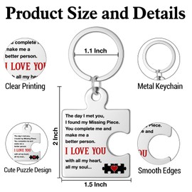DRMNPKT I Love You Gifts for Him Her, Valentines Day Gifts Birthday Christmas Wedding Gift for Boyfriend Girlfriend I Love You Presents for Husband Wife Puzzle Piece Metal Keychains