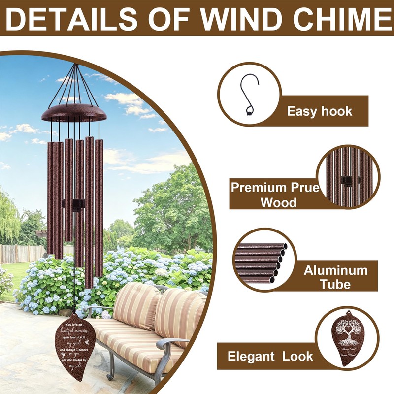 Memorial Wind Chimes for Outside, Sympathy Gift for Loss of