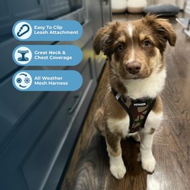 Best Pet Supplies - All Weather Mesh, Reflective, No Pull Harness for Small, Medium Dogs, Cats - Secure with Hook & Loop Fastener, Buckle, Double D-Rings - Army/Black Trim, XS