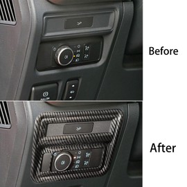Keptrim for 2021 2022 2023 Ford F-150 ABS Carbon Fiber Side Console Headlight Switch Button Panel Trim, 1pc