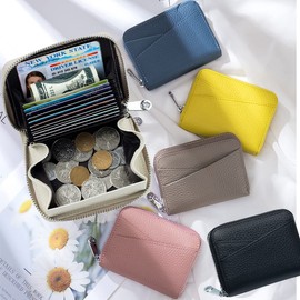 Ewise Card Case, Mini Wallet, Women's, Men's, Coin Case, Credit Card Skimming Prevention, Dull Color, Leather, Genuine Leather, Cowhide, Card Slot, Business Card, Mini Wallet, Compact, Large Capacity,