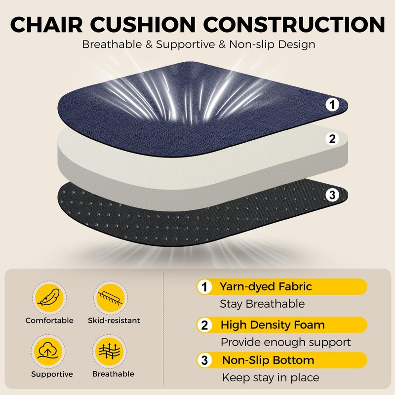 downluxe Indoor Chair Cushions for Dining Chairs, Soft and Comfortable