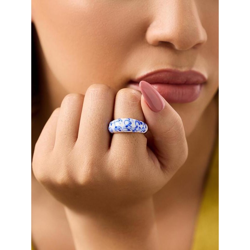 Ana Luisa Enamel Ring - Wrenley Marble Blue - Size: