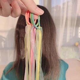 Decorative, Hair Extensions, Set of 5, Ribbon, Lace, Colorful, Elastic, Dance, Kids, Girls, Kids, Fashion, Hairstyle, Braid Set