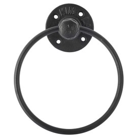 HighFree Industrial Towel Ring, Farmhouse Pipe Hand Towel Holder, Matte Black Wall Mounted Bathroom Hardware, Rustic Towel Ring for Bathroom (1)