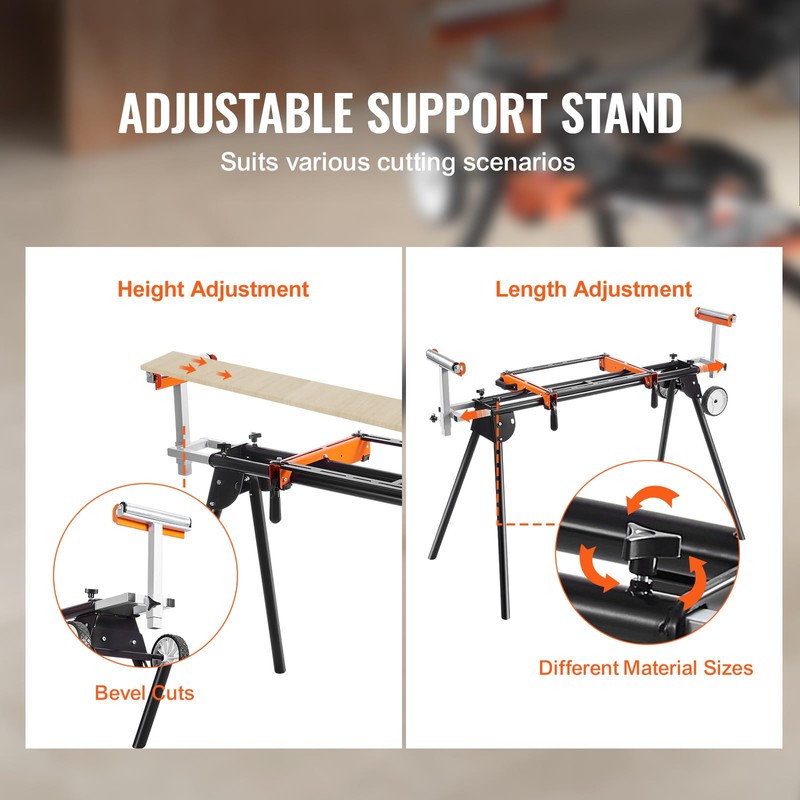 Happybuy Miter Saw Stand, 550lbs Load Capacity Steel Collapsible Stand