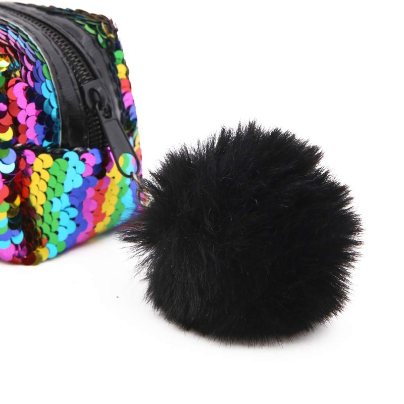 Large Rainbow Reversible Sequin Pencil Case School Glitter Make Up