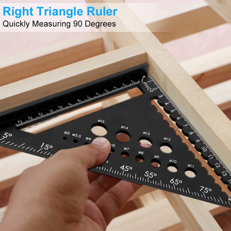 flintronic Triangle Ruler Carpenters Square Tool, Aluminium Metal Set Square
