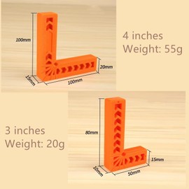 6PS 90-Degree Positioning Square Clip Plastic 4ps x 4-inch 2ps x 3-inch L-Shaped Woodworking Corner Clip Auxiliary Positioning Square Tool Suitable for Photo Frames, cabinets, Drawers and Boxes