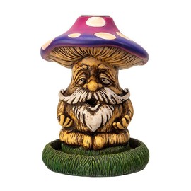 Pacific Giftware Mushroom Gnome Backflow Incense Burner – Relaxing Mushroom Gnome Handcrafted Decorative Piece for Home and Garden - Relaxation and Meditation