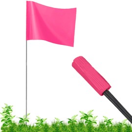 100Pack Pink Marking Flags, JIZHGRAD 16x4x5 Inch Marker Flags Use for Yard & Lawn, Boundary & Dog Training, Survey & Landscape, Sprinkler & Surveyor, Garden & Construction, High Visibility, Sturdy, Versatile, UV & Weather Resistant