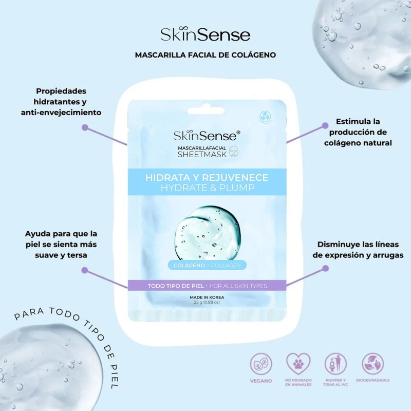 Skin Sense Mascarilla Facial Coreana De Tela Colágeno Todo Tipo