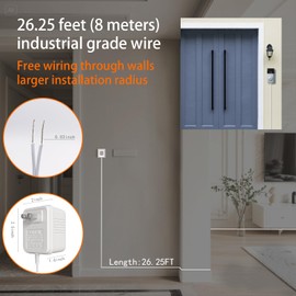 Doorbell Transformer 24V for Ring/Nest/Wyze/Eufy/Arlo - 26.25FT Long C Wire Adapter, 500mA Hardwired Installation, Compatible with Smart Doorbells & Thermostats