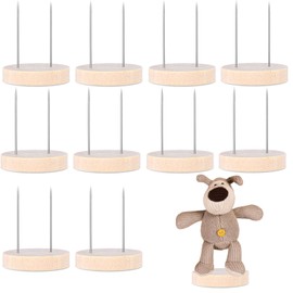Yuanchu 10Sets Doll Wooden Base Dual Needle Holder, Doll Stand Wooden for Crochet Dolls Wooden Base Figurines Doll Display Stand Base Home Decorative Showcase Holder Toys Collectible Miniature Things