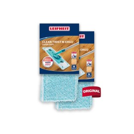 Leifheit Set of 2 Clean Twist Ergo M Super Soft Mop Covers 33 cm for Parquet, Wooden Floors and Cork, Replacement Cover with Special Fibres, Wiper Replacement Cover for Minimum Water Absorption