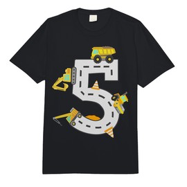 5th Construction Birthday Party Excavator Boys 5 Years Old Comfort Colors Adult Heavyweight T-Shirt