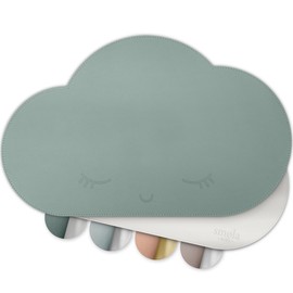 smøla Place Mat for Children - Cloud I Washable Place Mat Made of BPA-Free PU Leather I Placemat Table Mat for Toddlers & Babies I 2 Colours (Ocean Green / Grey)